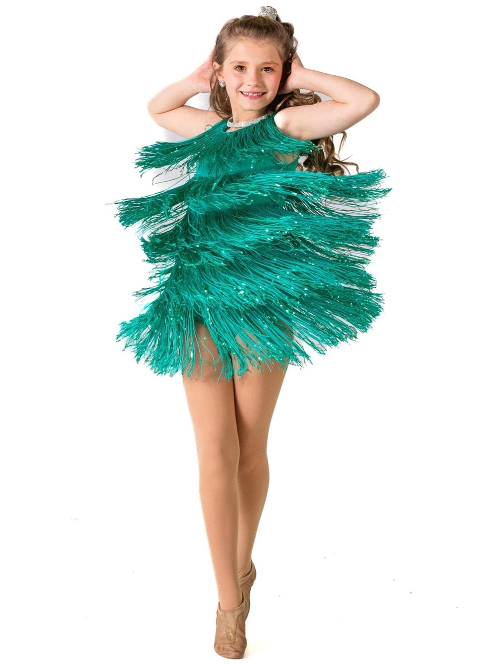 Weissman Teal Fringe Party Dress for Girls